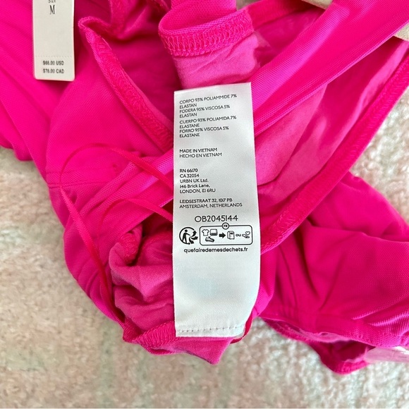 NWT Pilcro Neon Pink Bodysuit Thong Size Medium Spring Summer Festival - Picture 8 of 12
